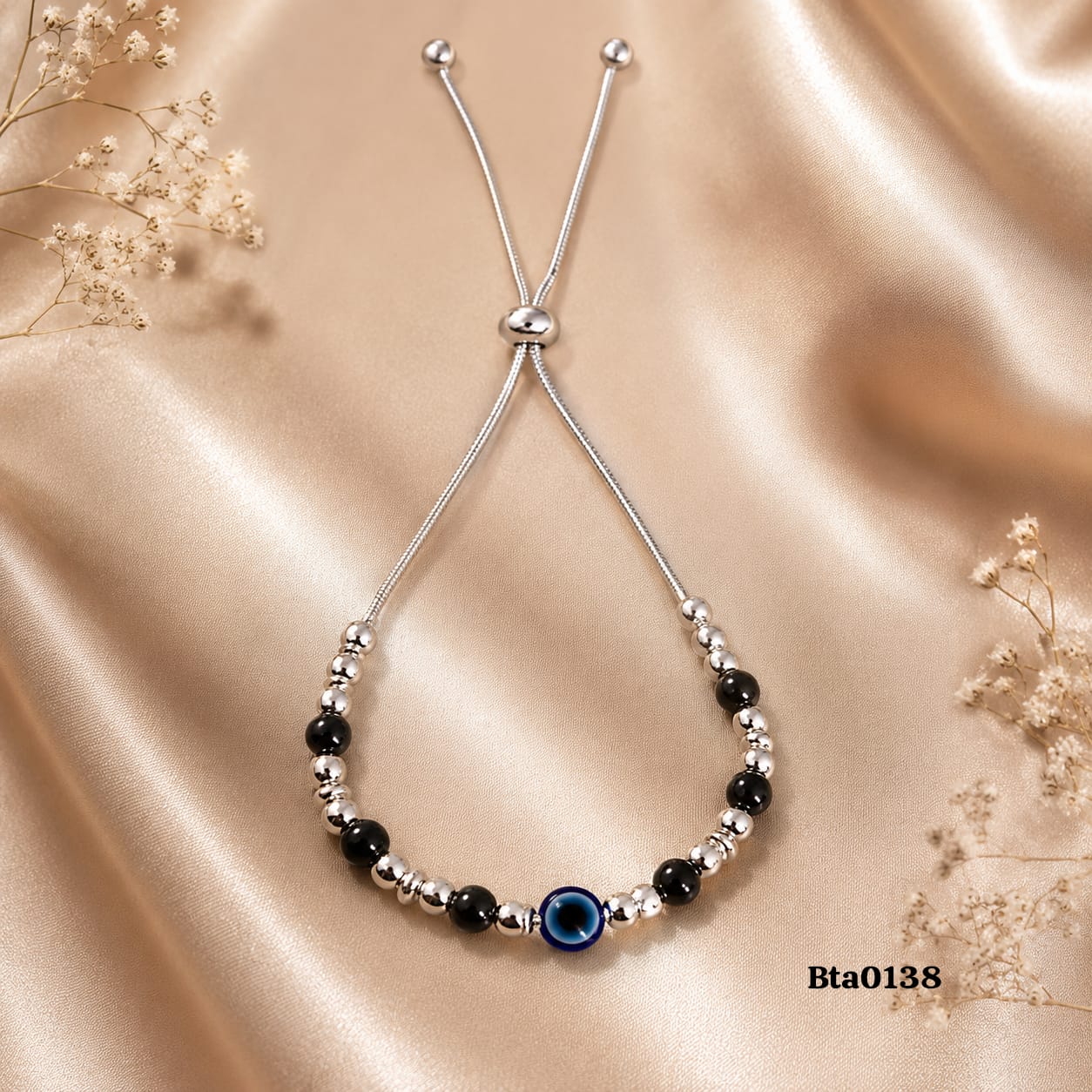 Evil Eye Beaded Slider Bracelet