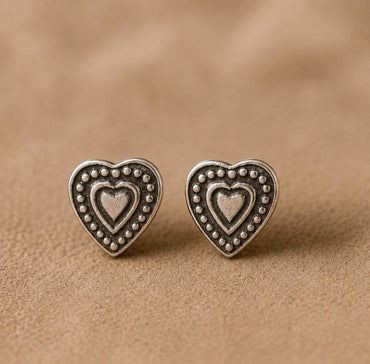 Silver Heart Studs