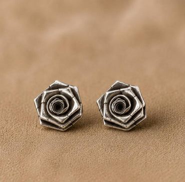 Silver Rose Studs
