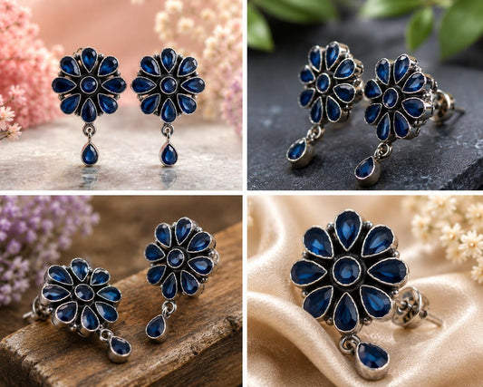 Silver Blue Sapphire Drops