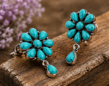 Silver Turquoise Floral Drops