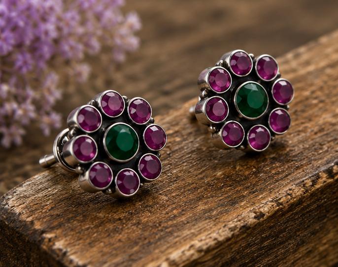 Silver Kemp Floral Studs
