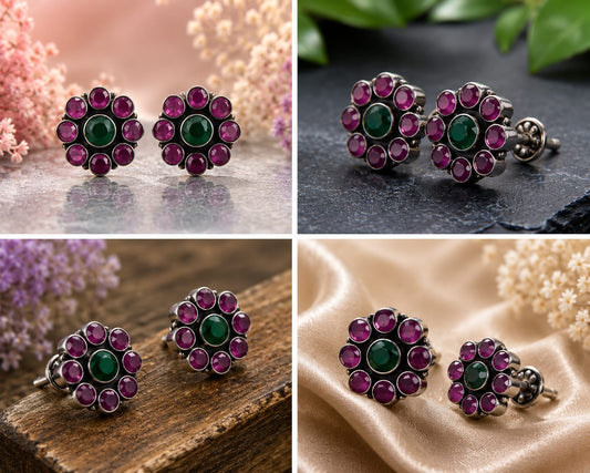 Silver Kemp Floral Studs