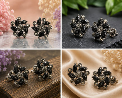Silver Black Onyx Studs