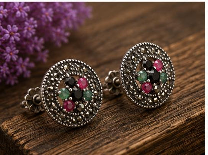 Silver Multi-Stone Wheel Studs