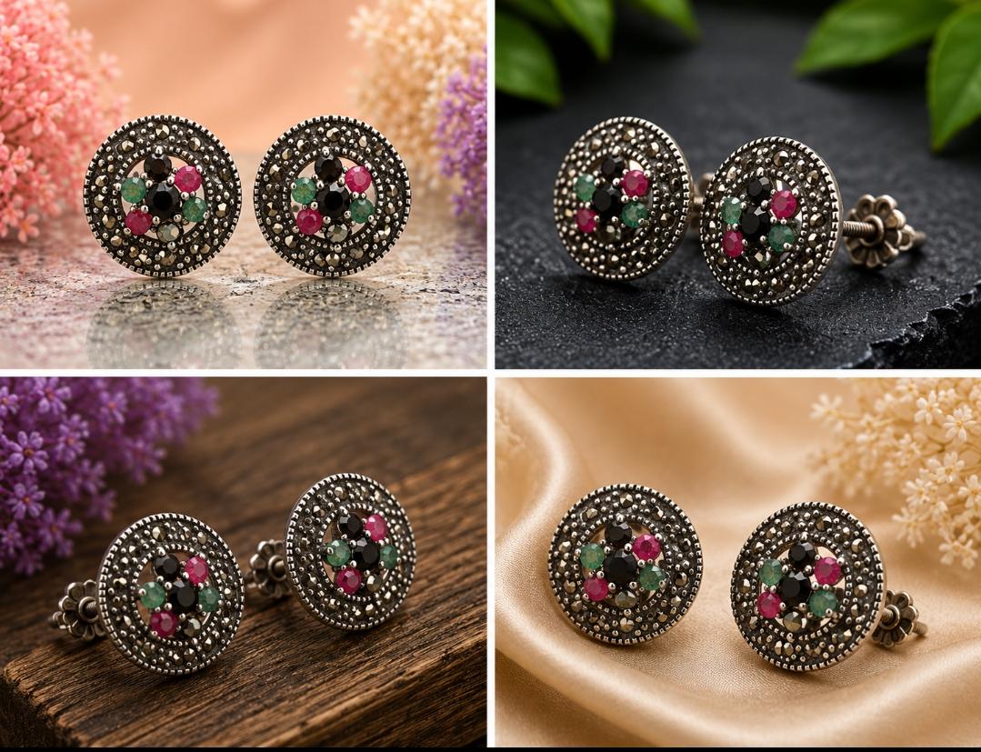 Silver Multi-Stone Wheel Studs