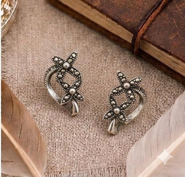 Sterling Silver Marcasite Floral Studs