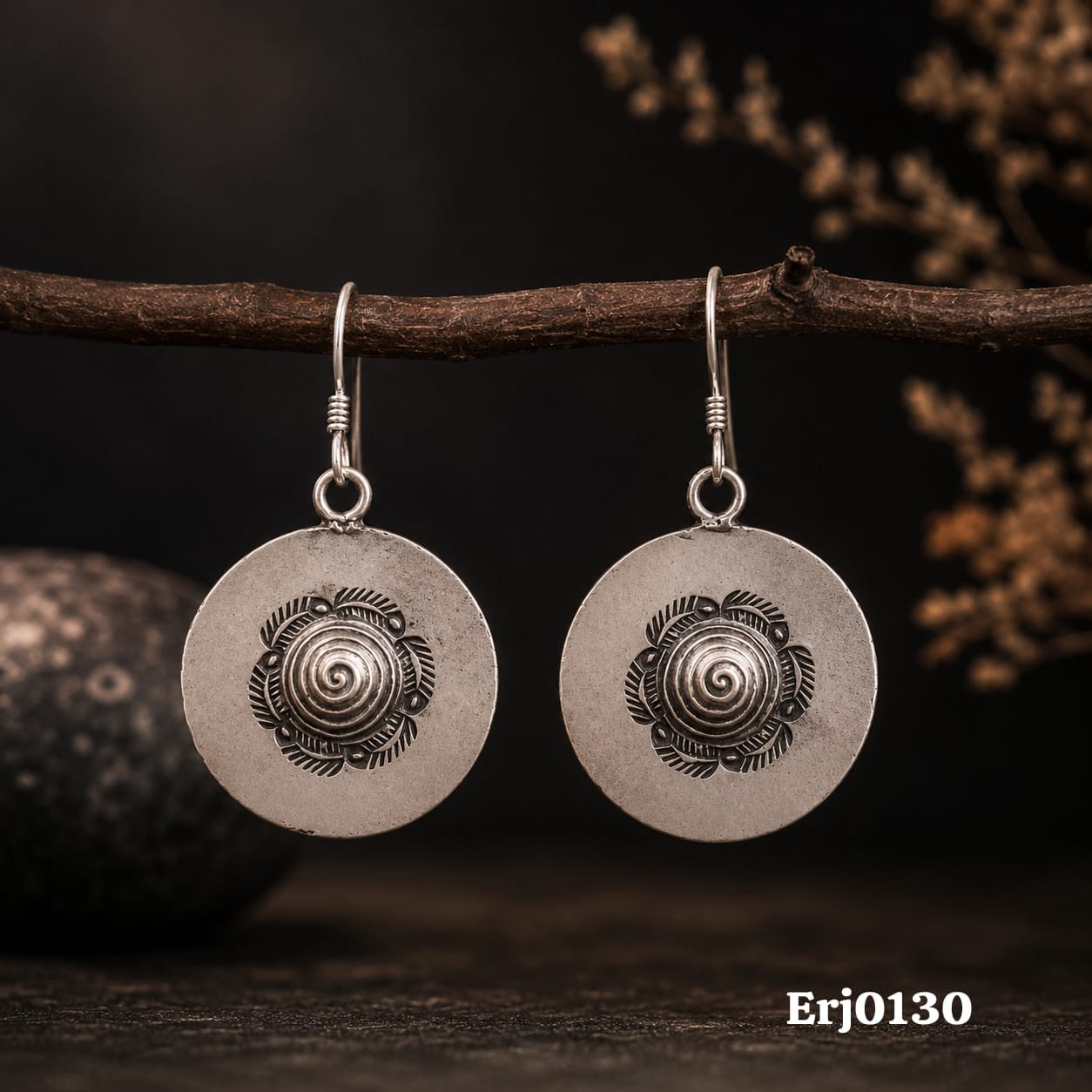 Circular Floral Disk Earrings