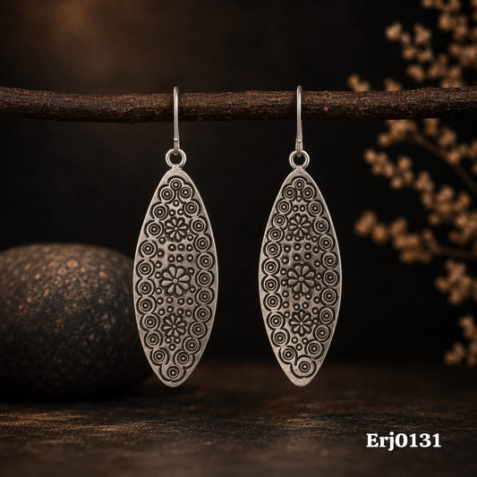 Elongated Floral Pattern Earrings