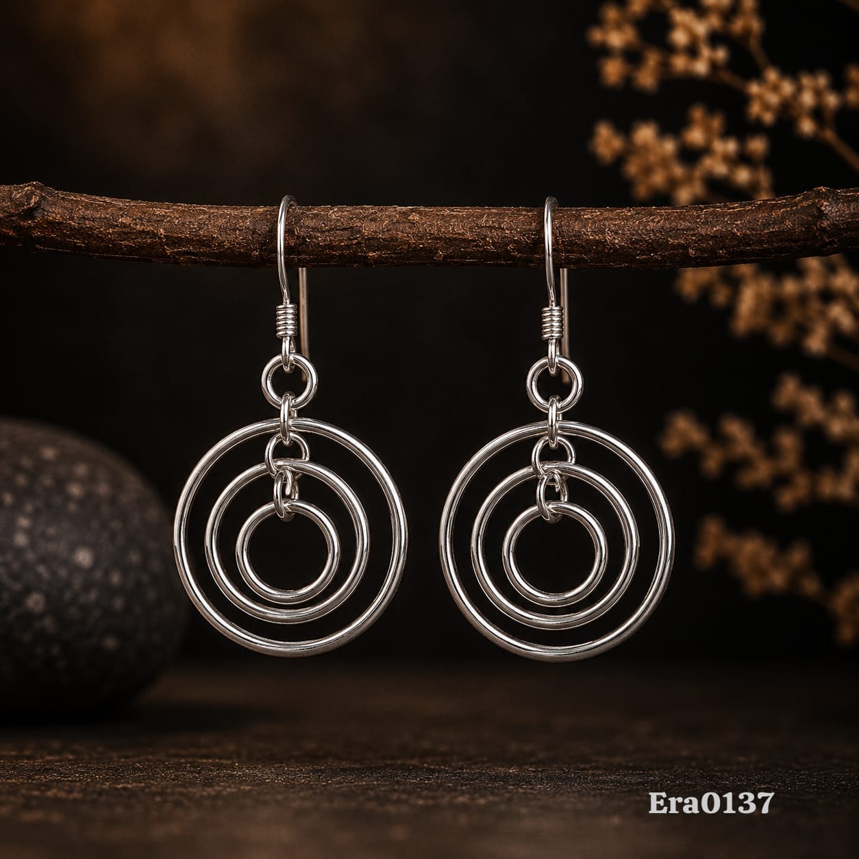 Triple Ring Drop Earrings