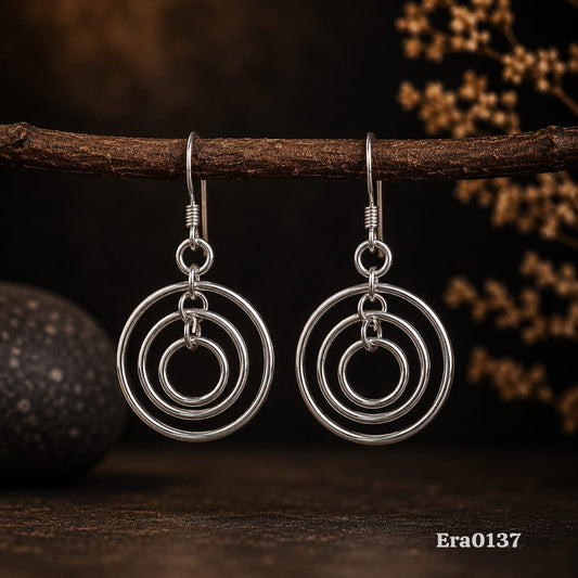 Triple Ring Drop Earrings
