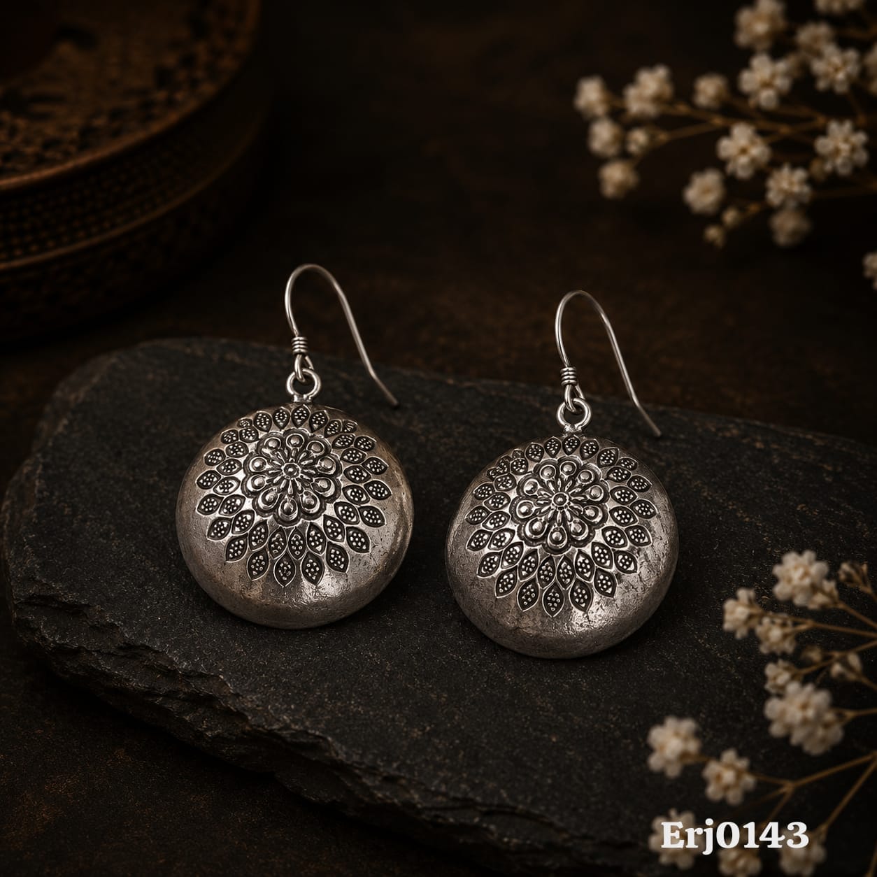 Mandala Disk Drop Earrings