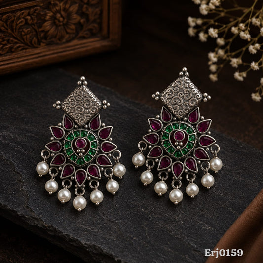 Floral Motif Statement Earrings