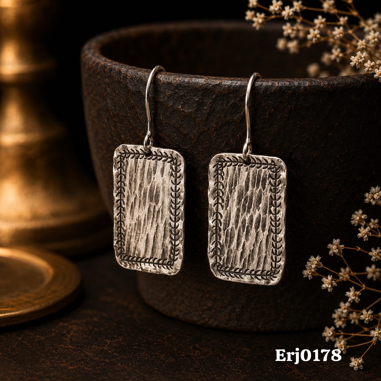 Textured Rectangular Drop Earrings