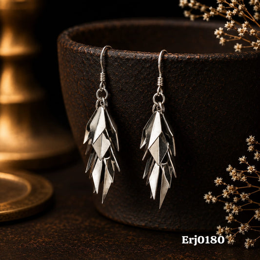 Cascading Diamond-Shaped Tassel Earrings