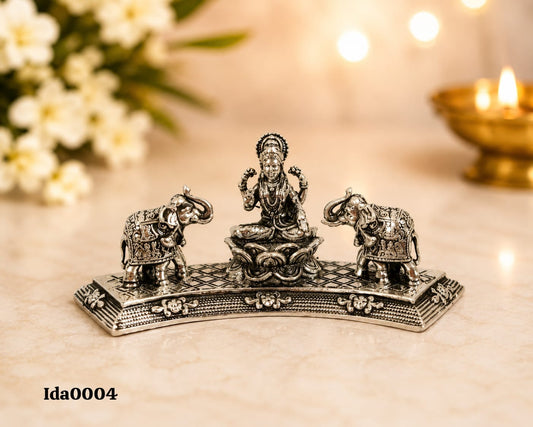 92.5 Sterling Silver Goddess Lakshmi with Elephants Idol