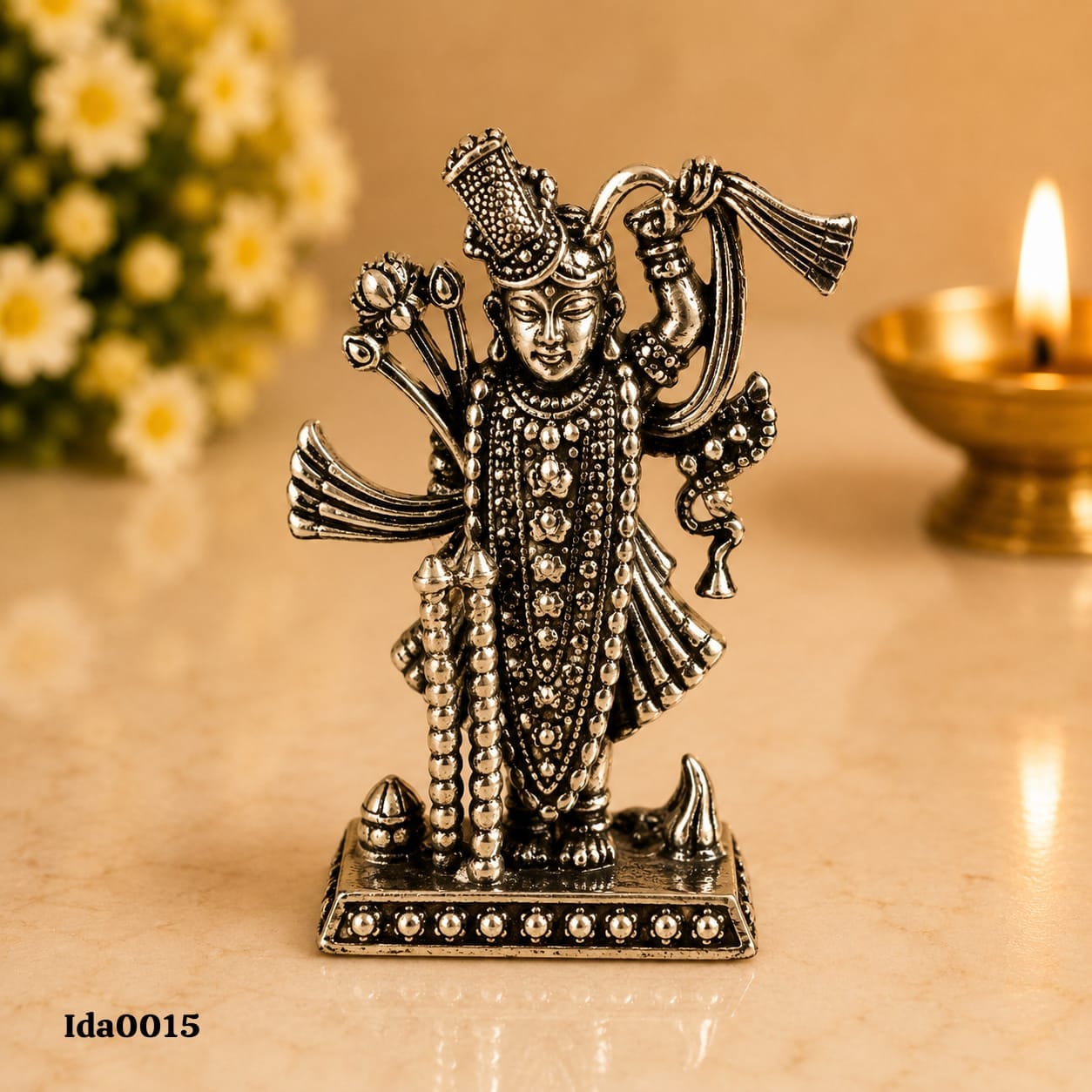 92.5 Sterling Silver 1.2 Inch Shreenathji Idol
