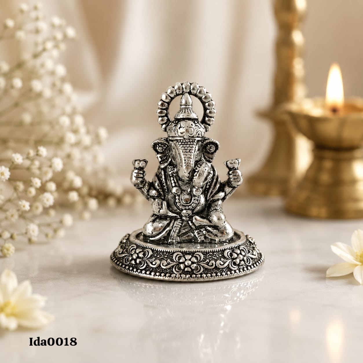 92.5 Sterling Silver 1 Inch Ganpati Bappa Idol
