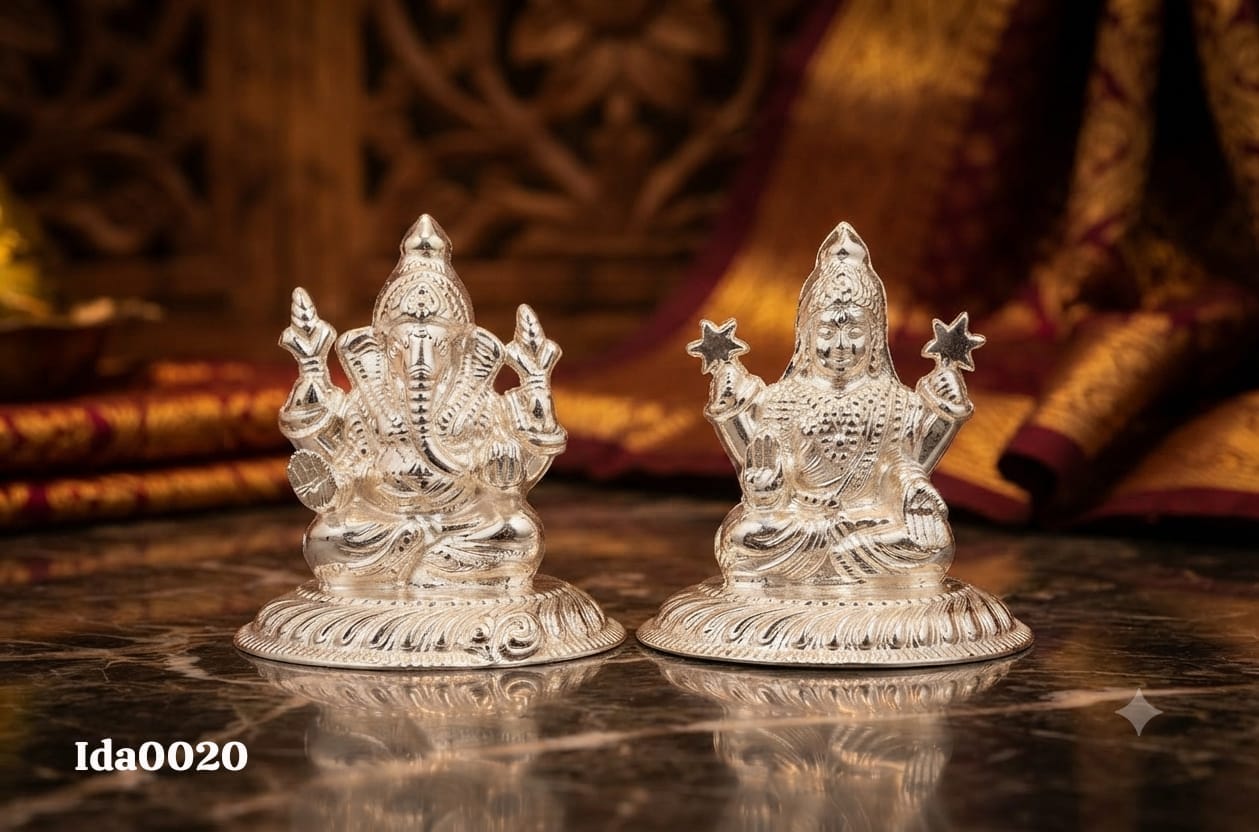92.5 Sterling Silver Ganesha Lakshmi Idols