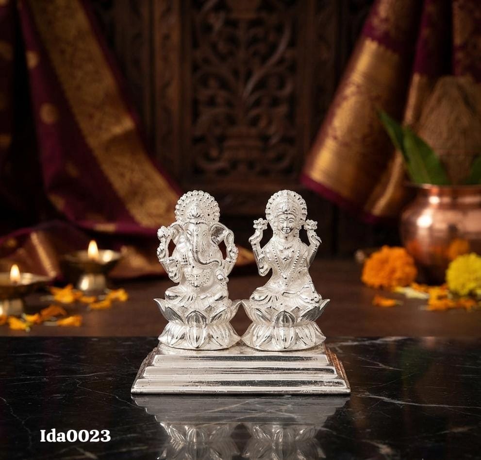 92.5 Sterling Silver Lakshmi Ganesha combined Idols