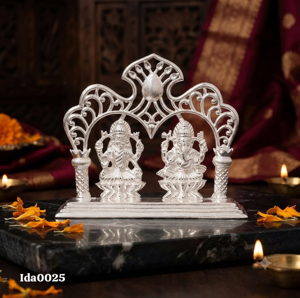 92.5 Sterling Silver Lakshmi Ganesha Mandir Idol