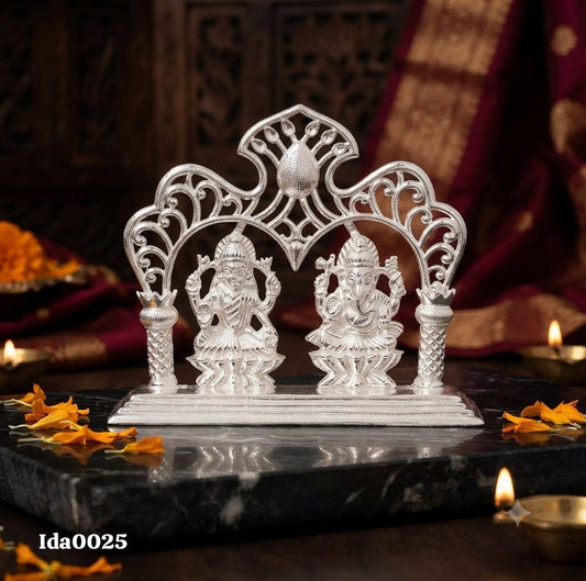 92.5 Sterling Silver Lakshmi Ganesha Mandir Idol