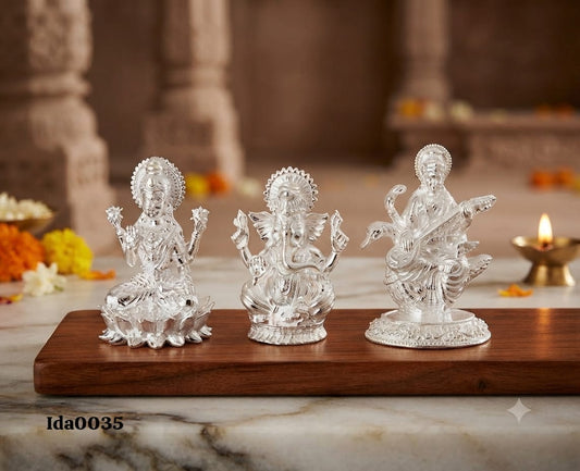 Lakshmi, Ganesha, and Saraswati Idols set