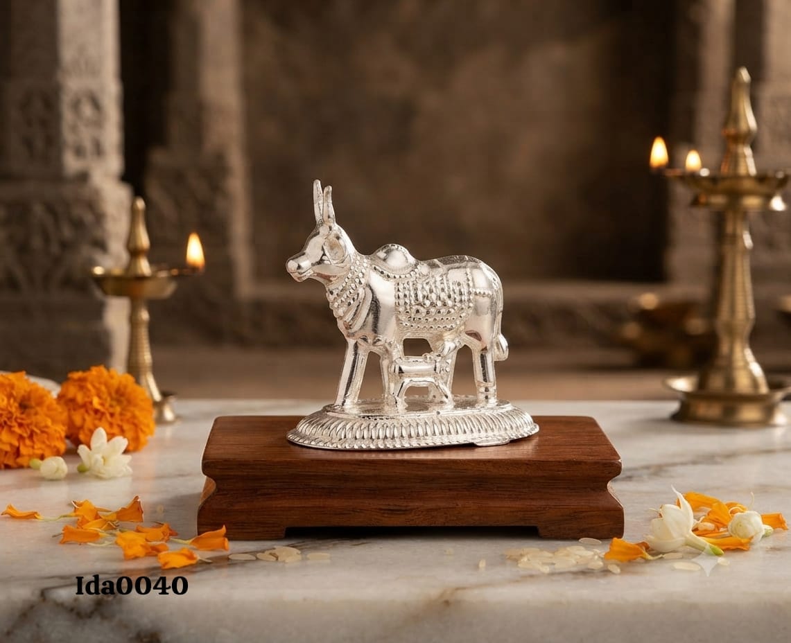 Kamadhenu Cow and Calf Idol-small