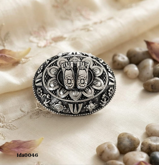 Decorative Silver Charan Paduka Plate