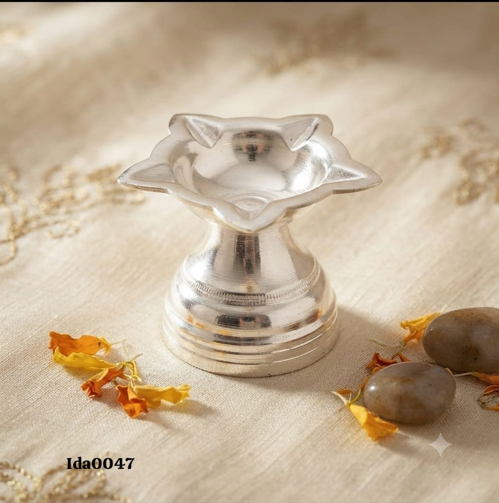 Decorative Silver Star-Shaped Diya (Oil Lamp)