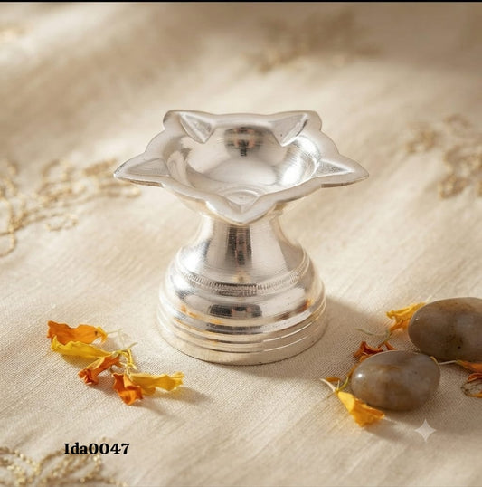 Decorative Silver Star-Shaped Diya (Oil Lamp)