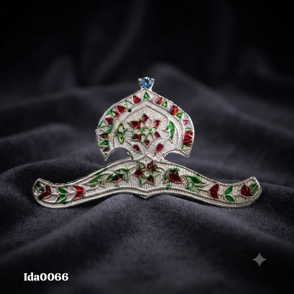 Decorative Mukti Enamel Silver Mukut (Crown)