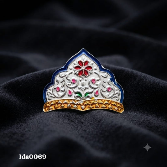 Decorative Silver Mukut (Crown) with gold toned base
