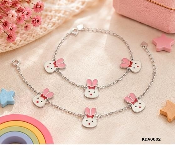 92.5 Sterling Silver Kids' Bunny Anklets