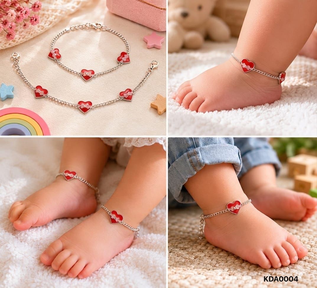 92.5 Sterling Silver Kids' Heart Anklets