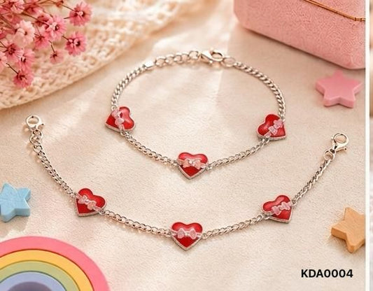 92.5 Sterling Silver Kids' Heart Anklets