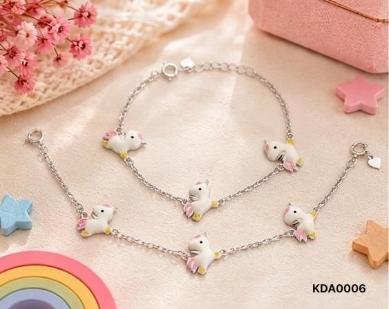 92.5 Sterling Silver Kids' Unicorn Anklets
