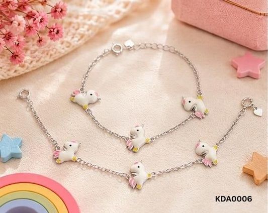 92.5 Sterling Silver Kids' Unicorn Anklets