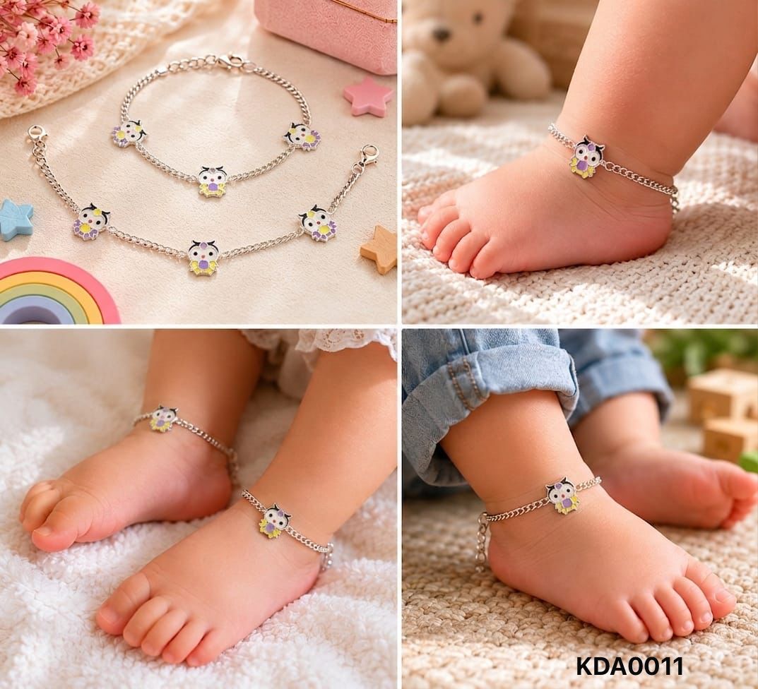 92.5 Sterling Silver Kids' Owl Anklets