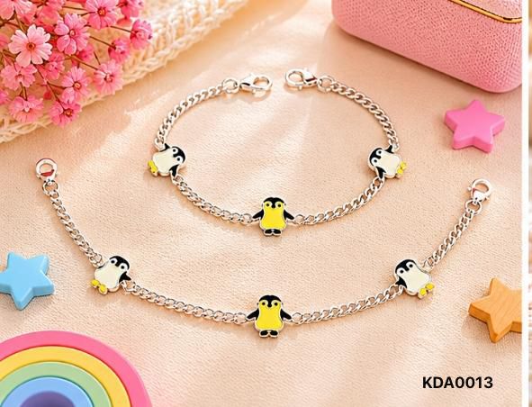 92.5 Sterling Silver Kids' Penguin Anklets