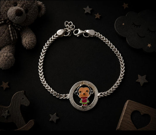 Charming 92.5 Sterling Silver Kids' Bracelet – Colorful Enamel Charm