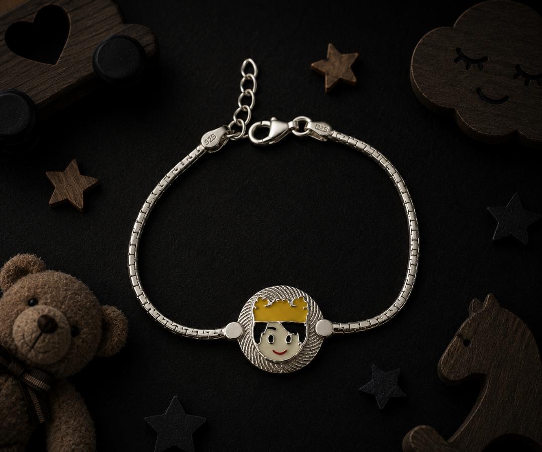 Charming 92.5 Sterling Silver Kids' Bracelet – Crown Character Charm