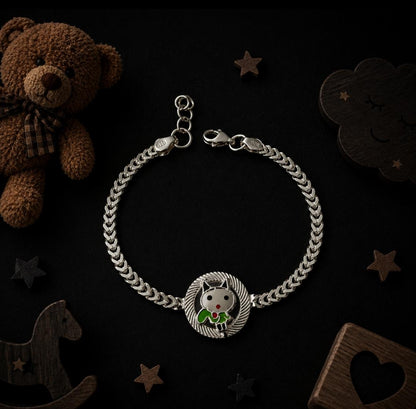 Adorable 92.5 Sterling Silver Kids' Bracelet – Framed Character Charm