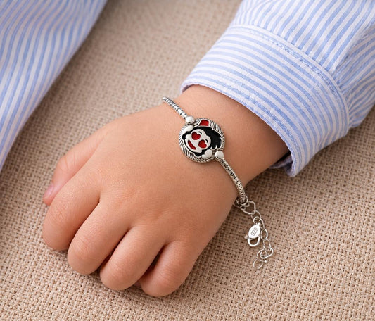 Charming 92.5 Sterling Silver Kids' Bracelet – Heart-Eyes Character Charm