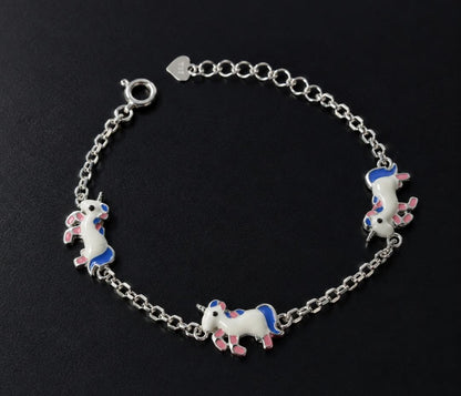 92.5 Sterling Silver Enchanting Unicorn Kids' Bracelet