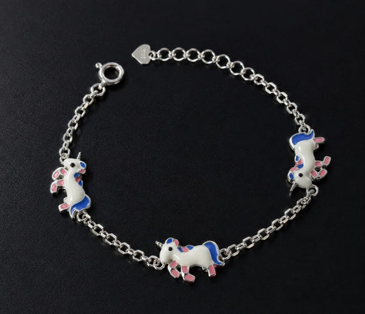 92.5 Sterling Silver Enchanting Unicorn Kids' Bracelet