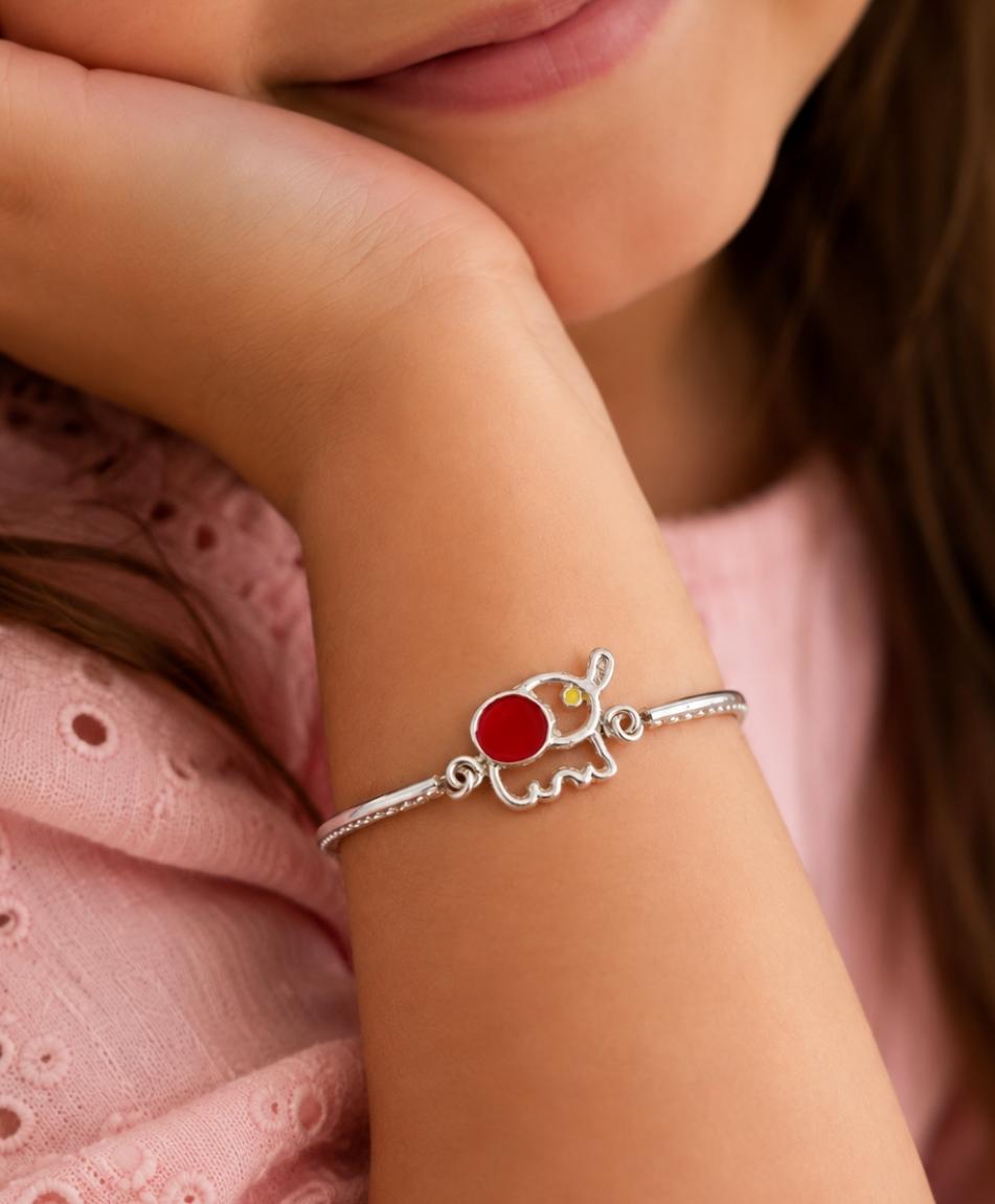92.5 Sterling Silver Adorable Elephant Kids' Bracelet