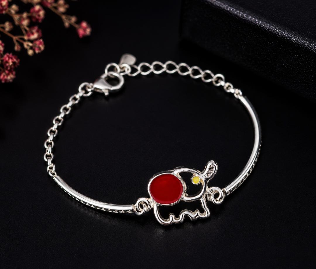 92.5 Sterling Silver Adorable Elephant Kids' Bracelet