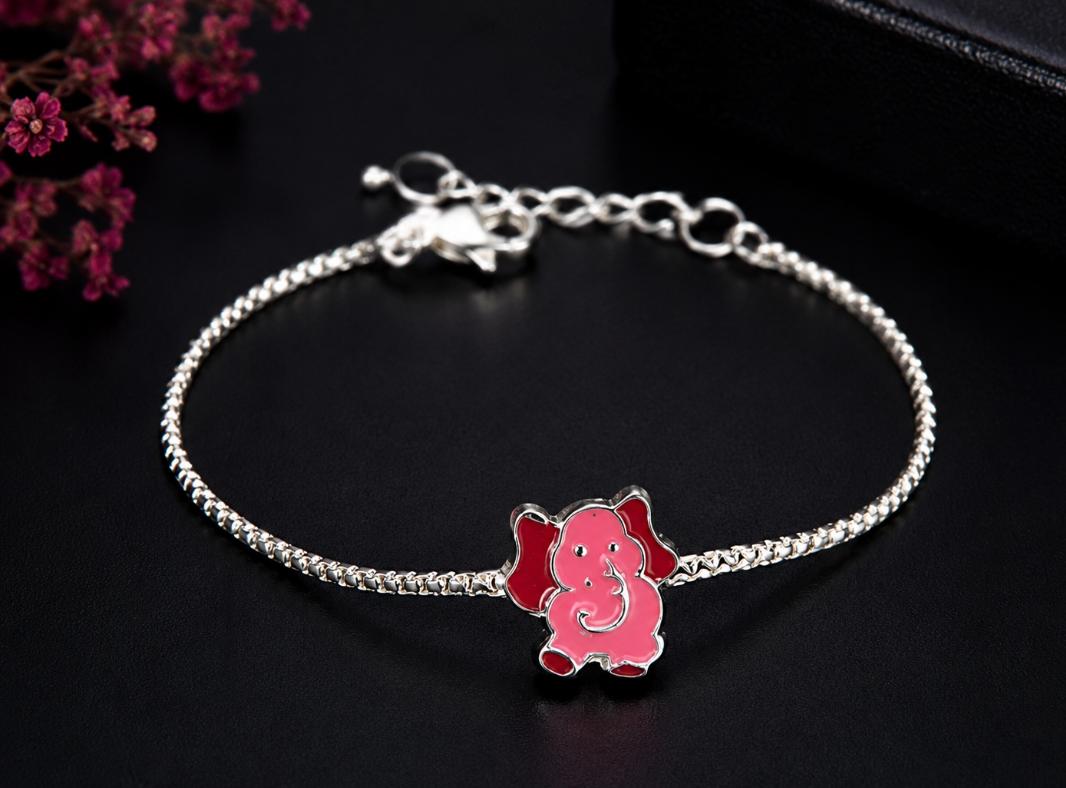 92.5 Sterling Silver Playful Elephant Kids' Bracelet