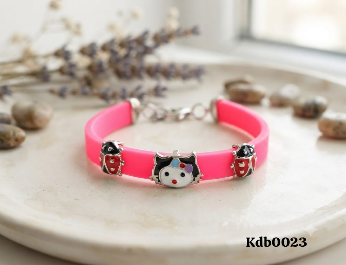 Delightful Bright Pink Band in Silver for kids